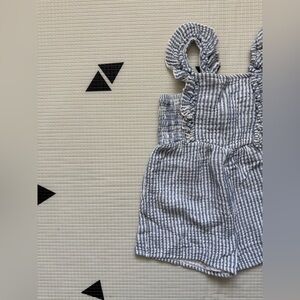 Modern Moments|Baby girl/toddler cotton gauze Striped Blue & White Romper,2T•••
